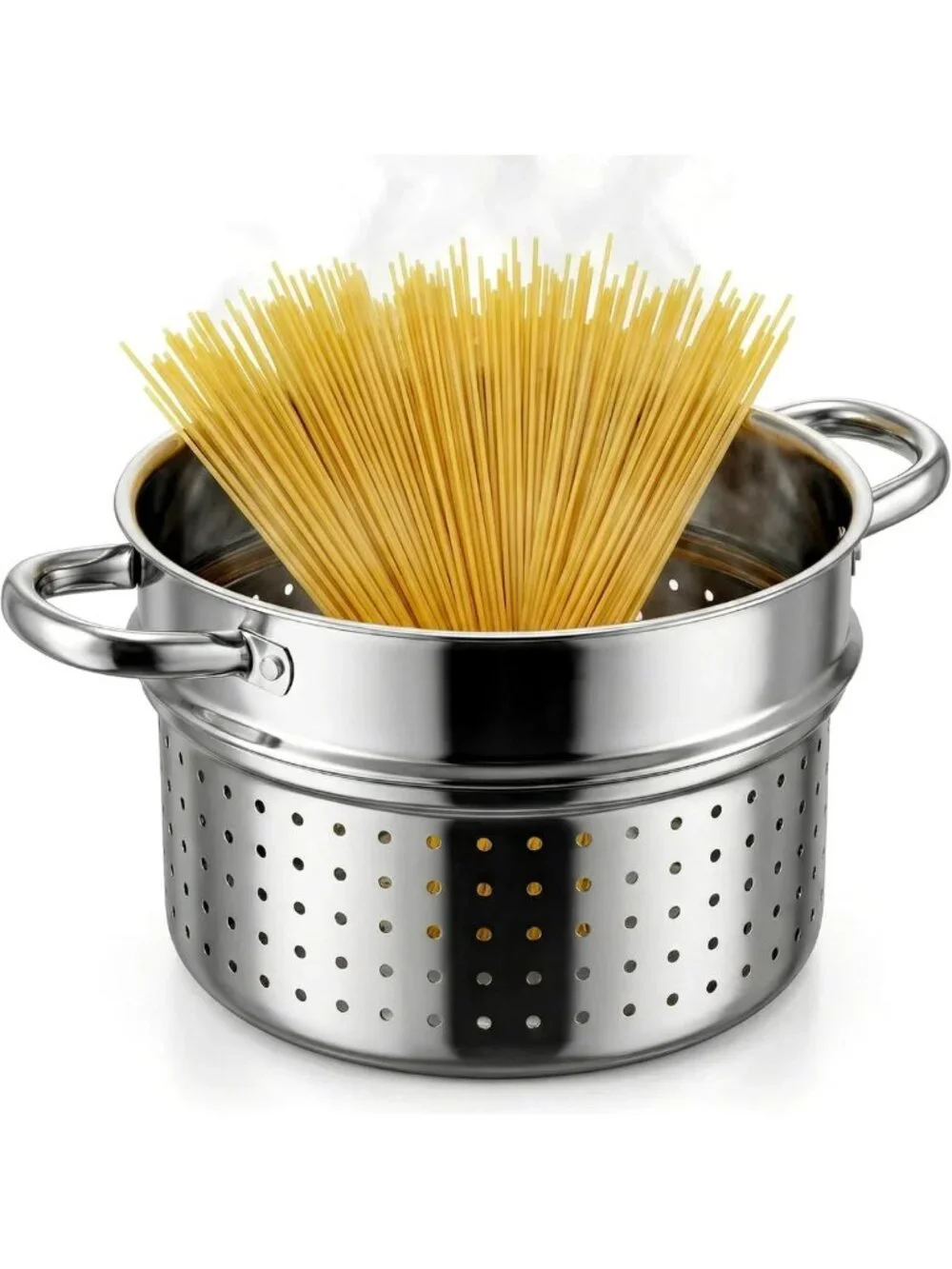 6 Qt Stainless Steel Pasta Strainer Insert with Handles - Fits 6 & 8 Qt Pots